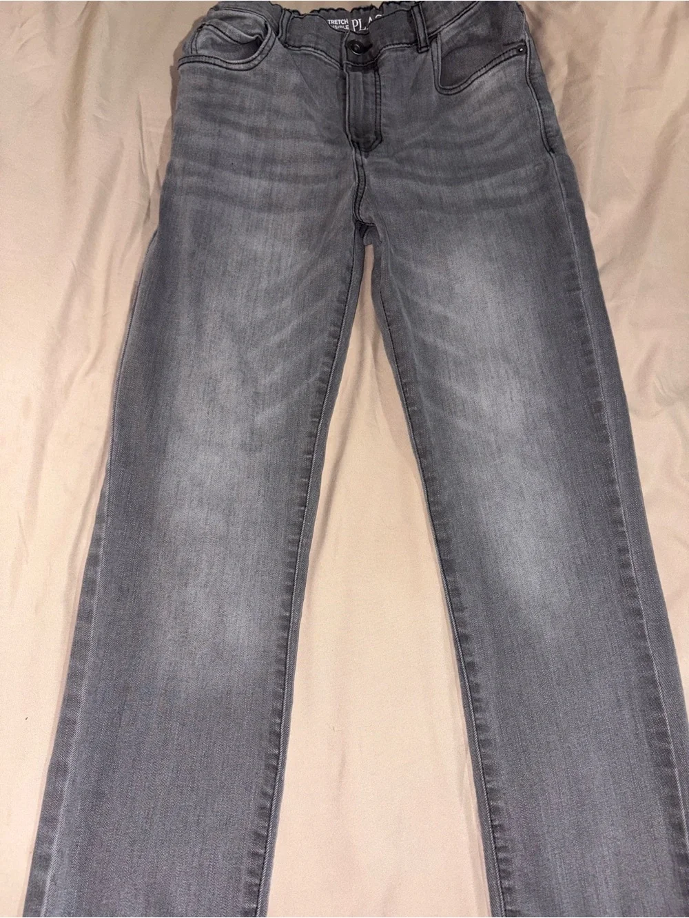 The Children’s Place Boys Gray Stretch Straight Adj Waist Jeans Size 14 EUC